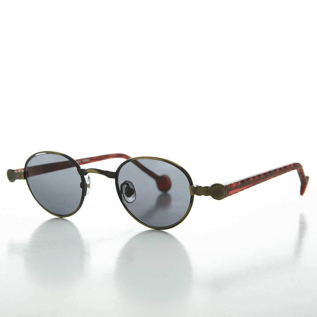 90s Metal Steampunk Victorian Wide Frame Vintage Sunglass - Gideon - Antique Bronze / Gray Lens