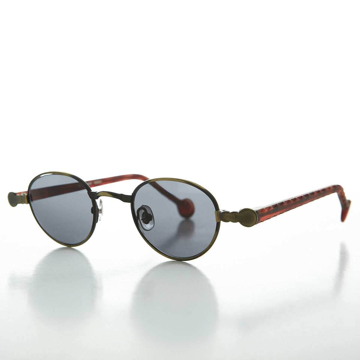 90s Metal Steampunk Victorian Wide Frame Vintage Sunglass - Gideon - Antique Bronze / Gray Lens