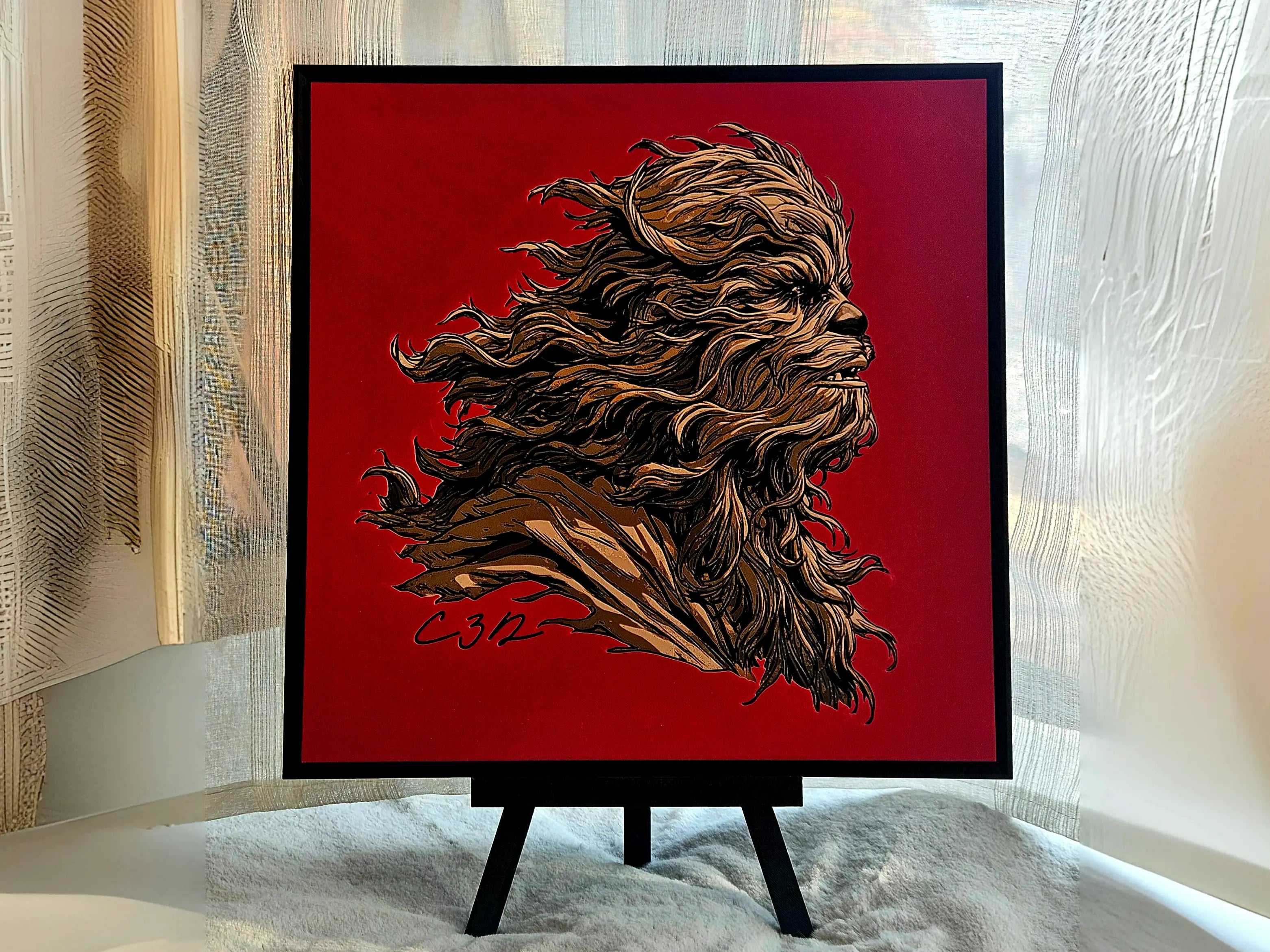 Galactic Guardian Portrait – Wookiee-Inspired Sci-Fi Wall Art