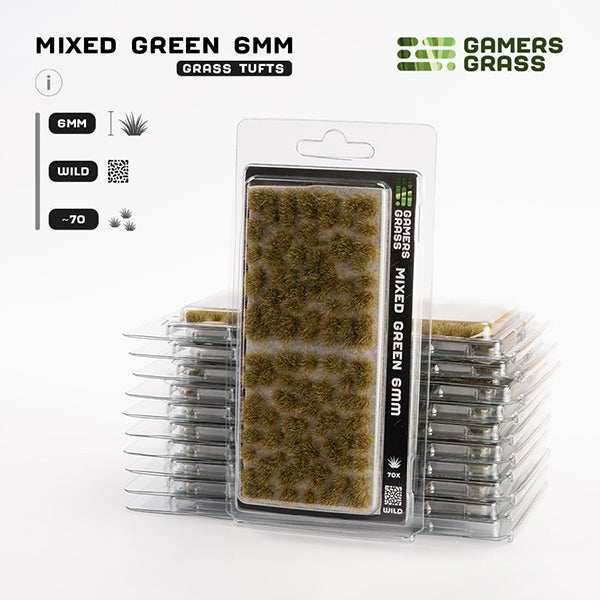 Gamers Grass Tufts: Mixed Green 6mm- Wild - 