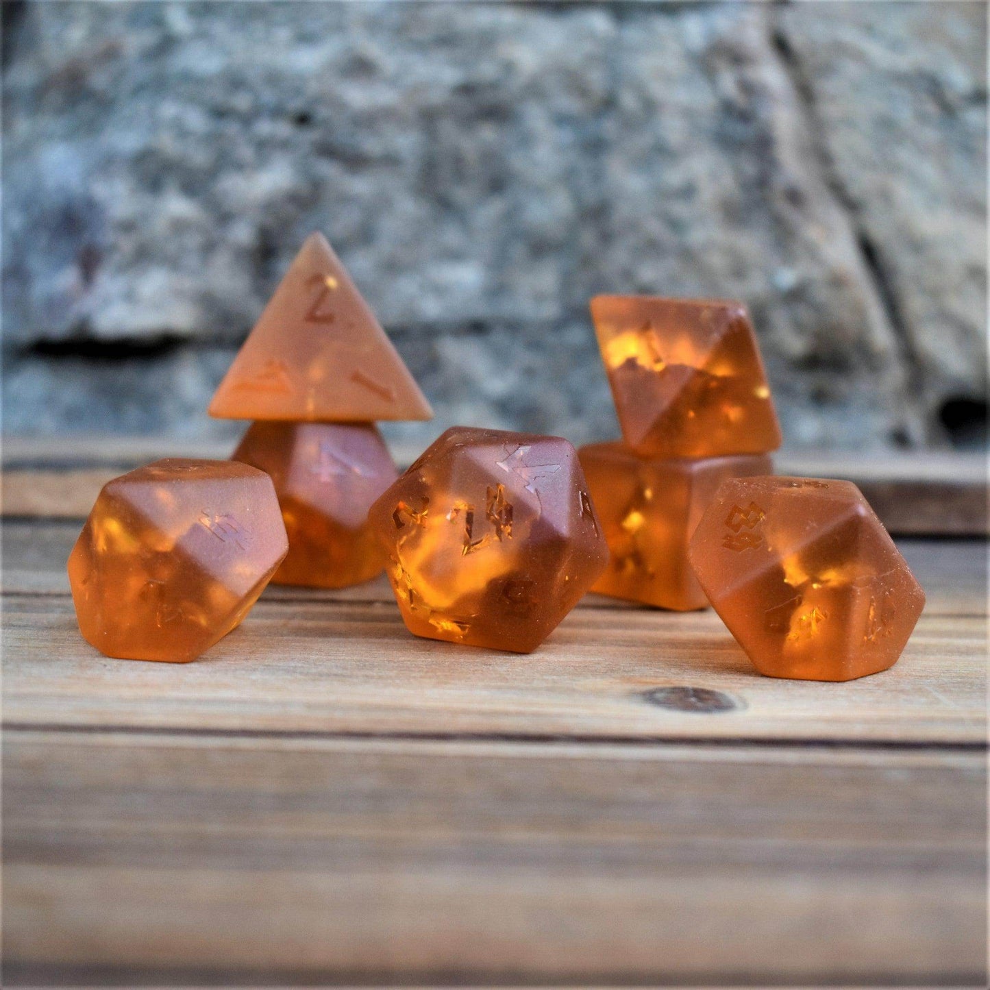 Gates of Helheim Raised Lava Glass Dice Set - 