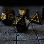 Gemstone Black Dragon Shield Night Obsidian DND Dice Set - 