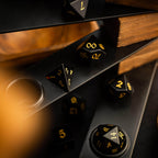 Gemstone Black Night Obsidian Hand Carved DND Dice Set - Full Set And Free Dice Box