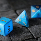 Gemstone Dark Blue Cats Eye Stone Hand Carved DND Dice Set - Full Set And Free Dice Box