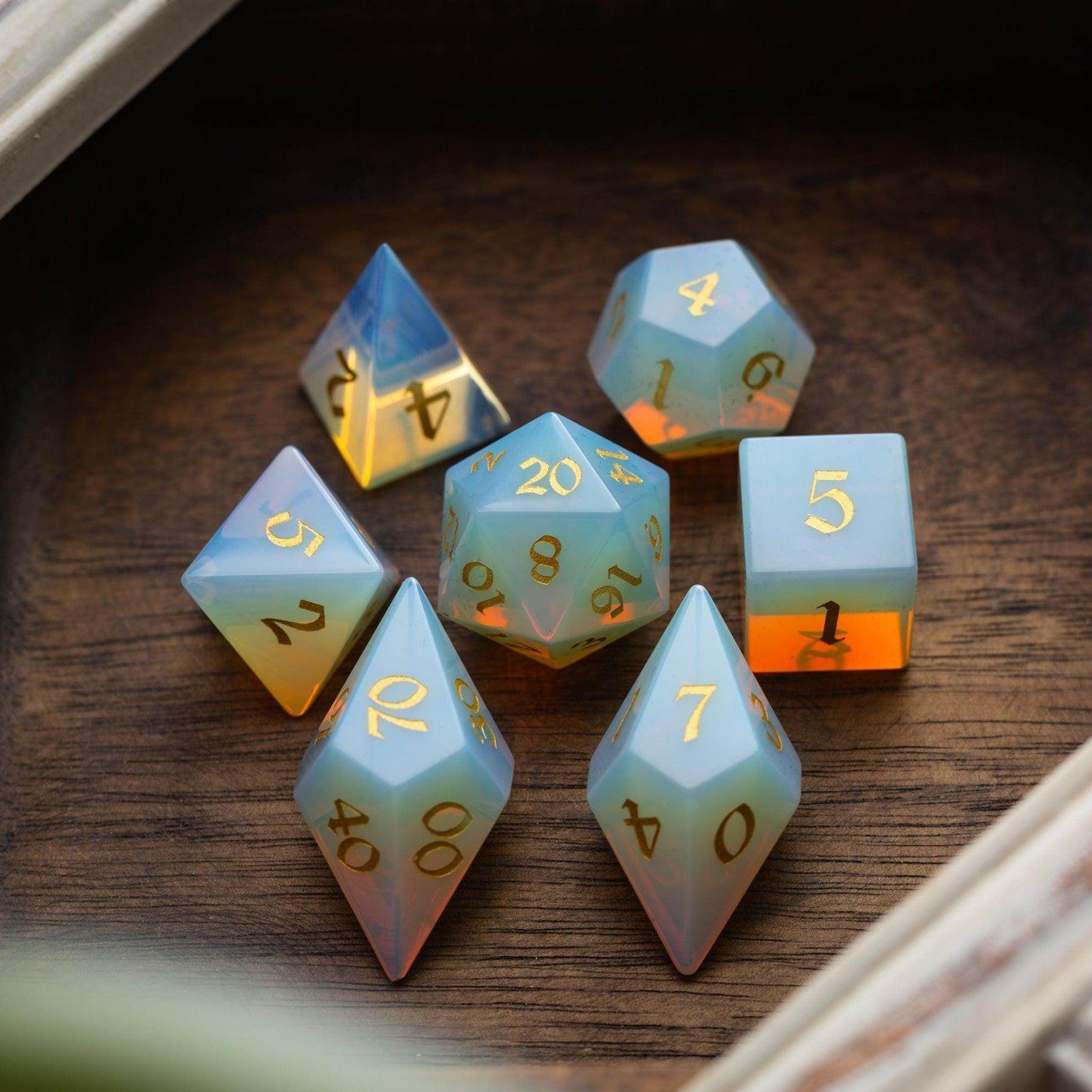 Gemstone Opalite Elven Cut DND Dice Set - Only 1 D20