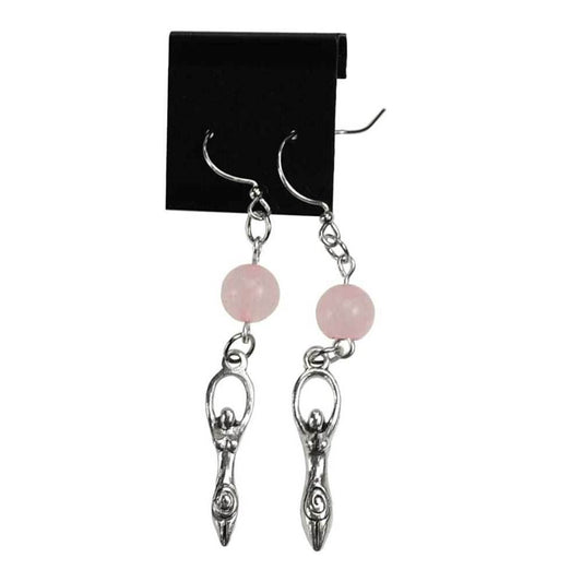 Rose Quartz Goddess Earrings - 