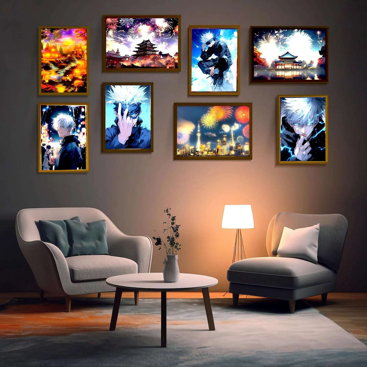 Gojo LED Light Painting Picture Frame, Anime Jujutsu Kaisen JJK Gifts 6 x 9 in
