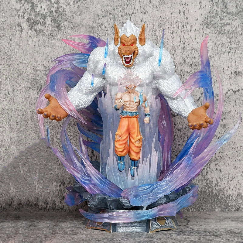 Goku and Great Ape Ultra Instinct LED Anime Figure, Dragon Ball Super Action Figurines PVC Statue 32 CM