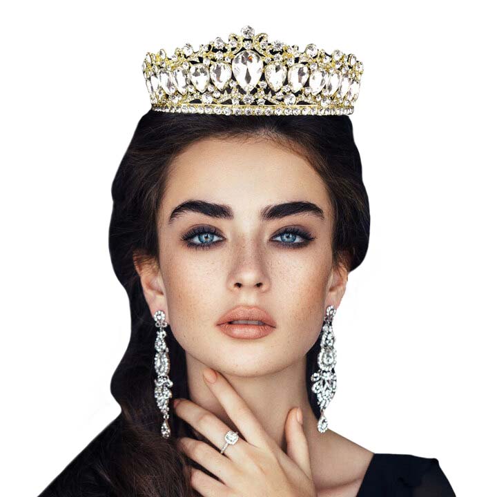 Teardrop Stone Accented Crown Tiara