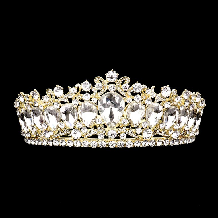 Teardrop Stone Accented Crown Tiara