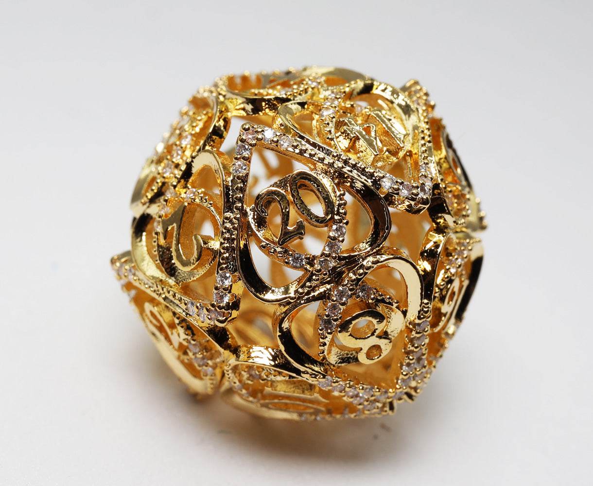 Hollow Hearts: Jeweled Gold - Metal RPG Dice Set - 