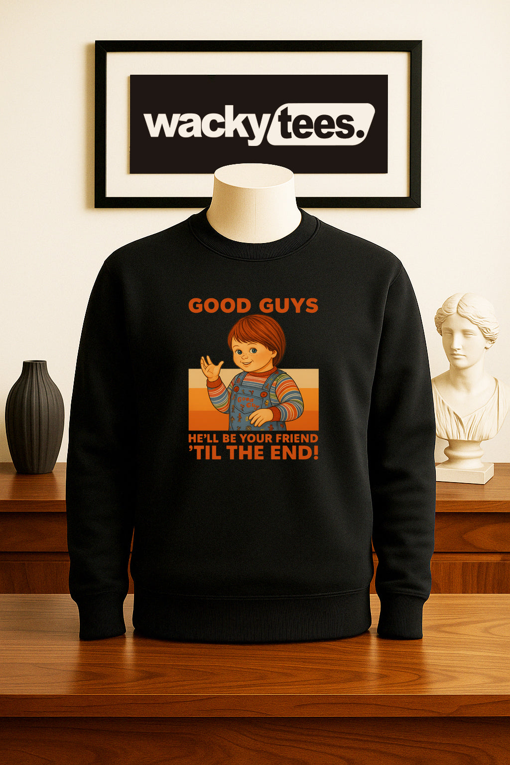 Good Guys Friend To End Black Horror Terror Halloween Graphic Tee Shirt