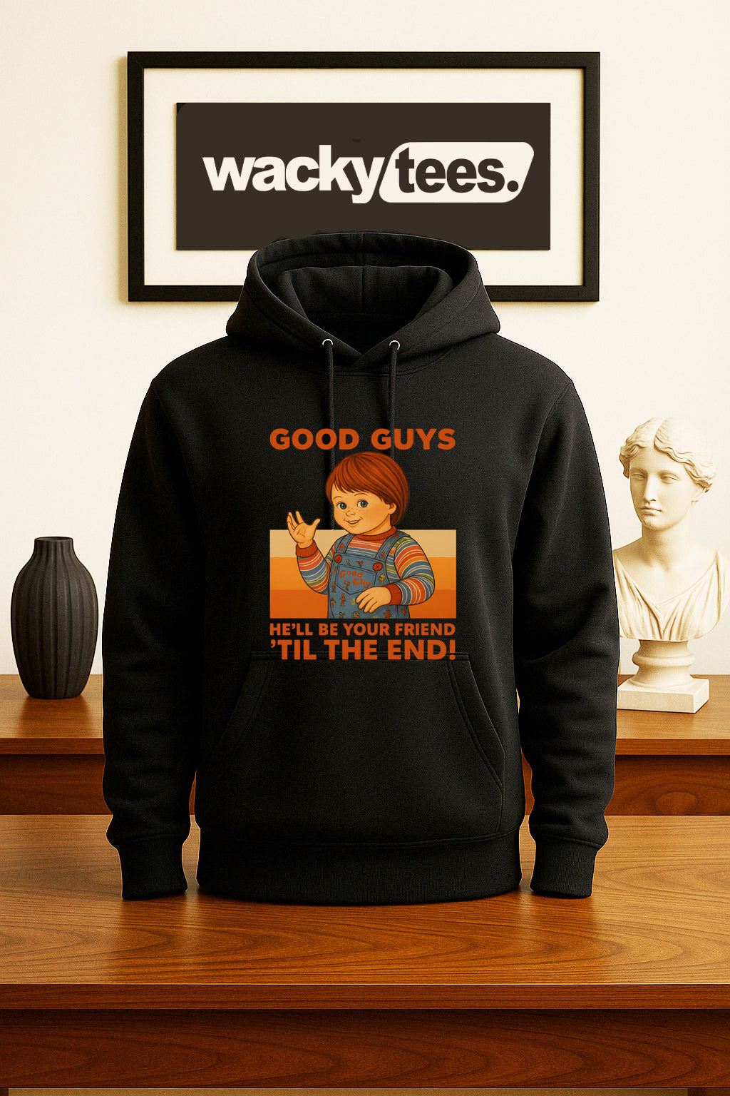 Good Guys Friend To End Black Horror Terror Halloween Graphic Tee Shirt