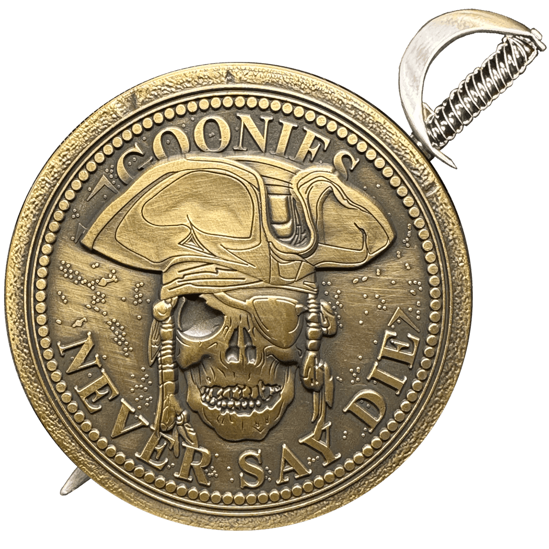 BL17-019 Goonies Never Say Die One Eyed Willy Shield with removable Sword Challenge Coin Set - 