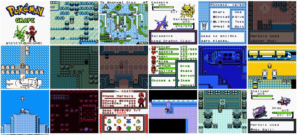 Pokemon Grape GBC Video Game Cartridge Gameboy Color ROM Hack