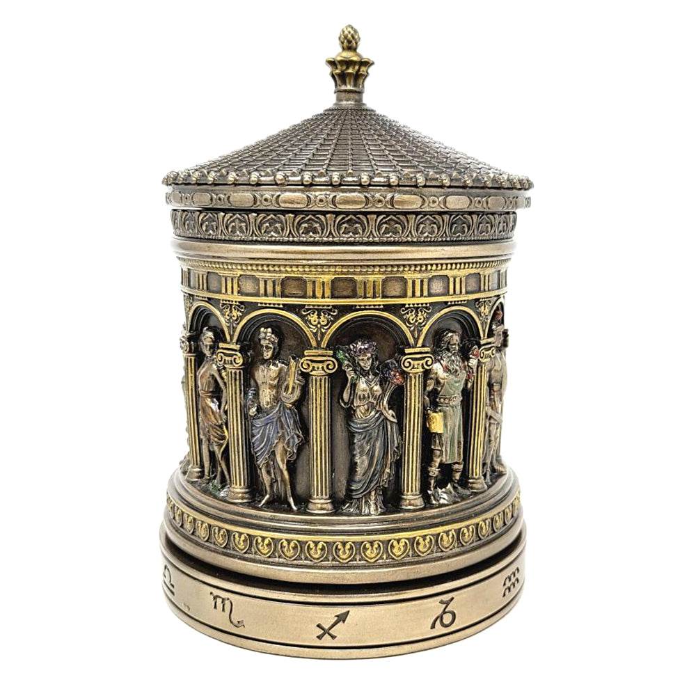 Greek Pantheon Zodiac Rotunda Rotating Trinket Box - 