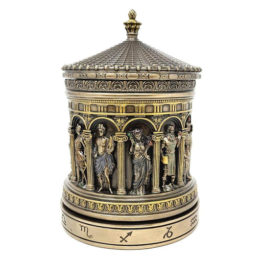 Greek Pantheon Zodiac Rotunda Rotating Trinket Box - 