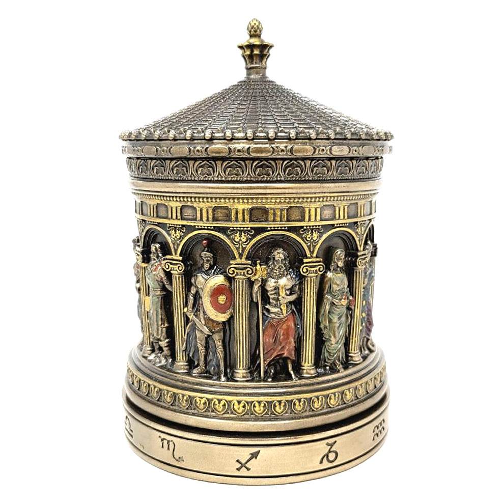 Greek Pantheon Zodiac Rotunda Rotating Trinket Box - 