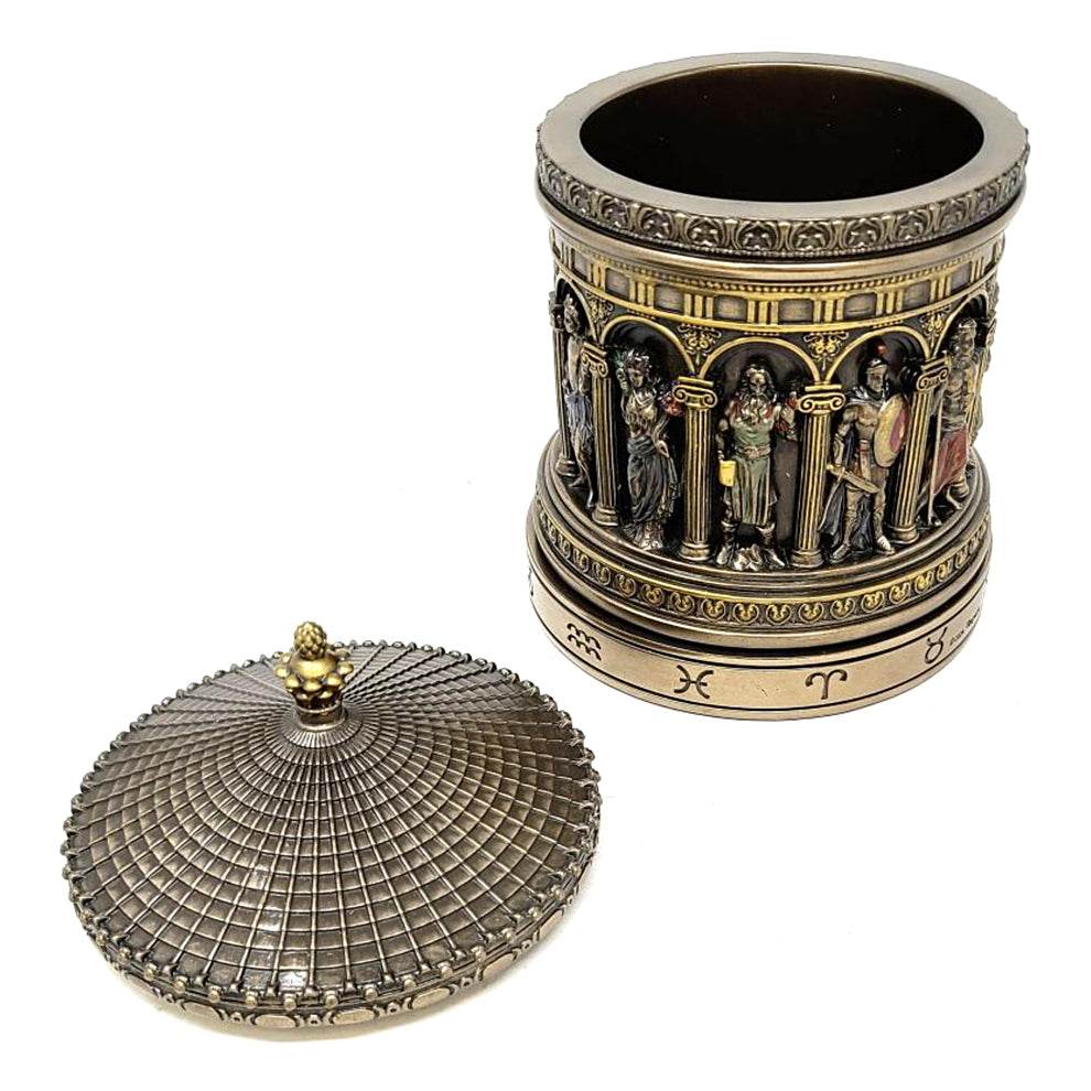 Greek Pantheon Zodiac Rotunda Rotating Trinket Box - 