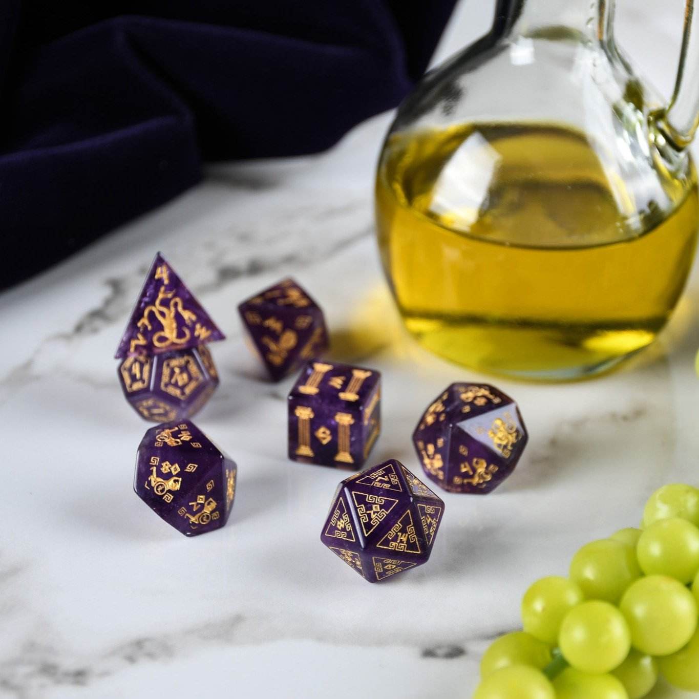 Greek Amethyst Stone Dice Set - Dice Around the World Collection 'PRE-ORDER | SPRING EVENT DEAL' - 