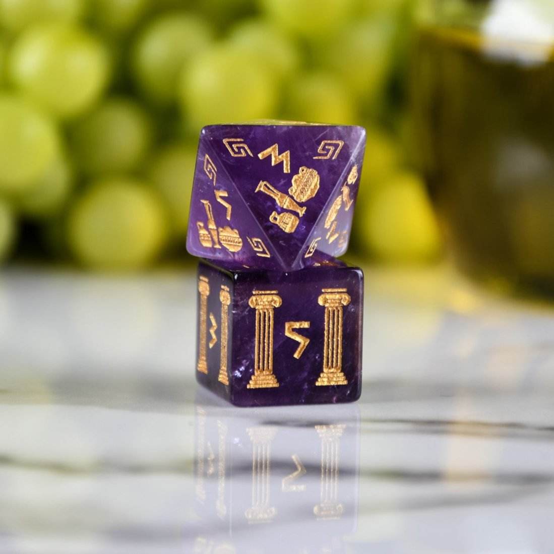 Greek Amethyst Stone Dice Set - Dice Around the World Collection 'PRE-ORDER | SPRING EVENT DEAL' - 