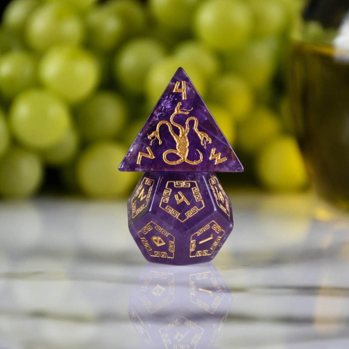 Greek Amethyst Stone Dice Set - Dice Around the World Collection 'PRE-ORDER | SPRING EVENT DEAL' - 