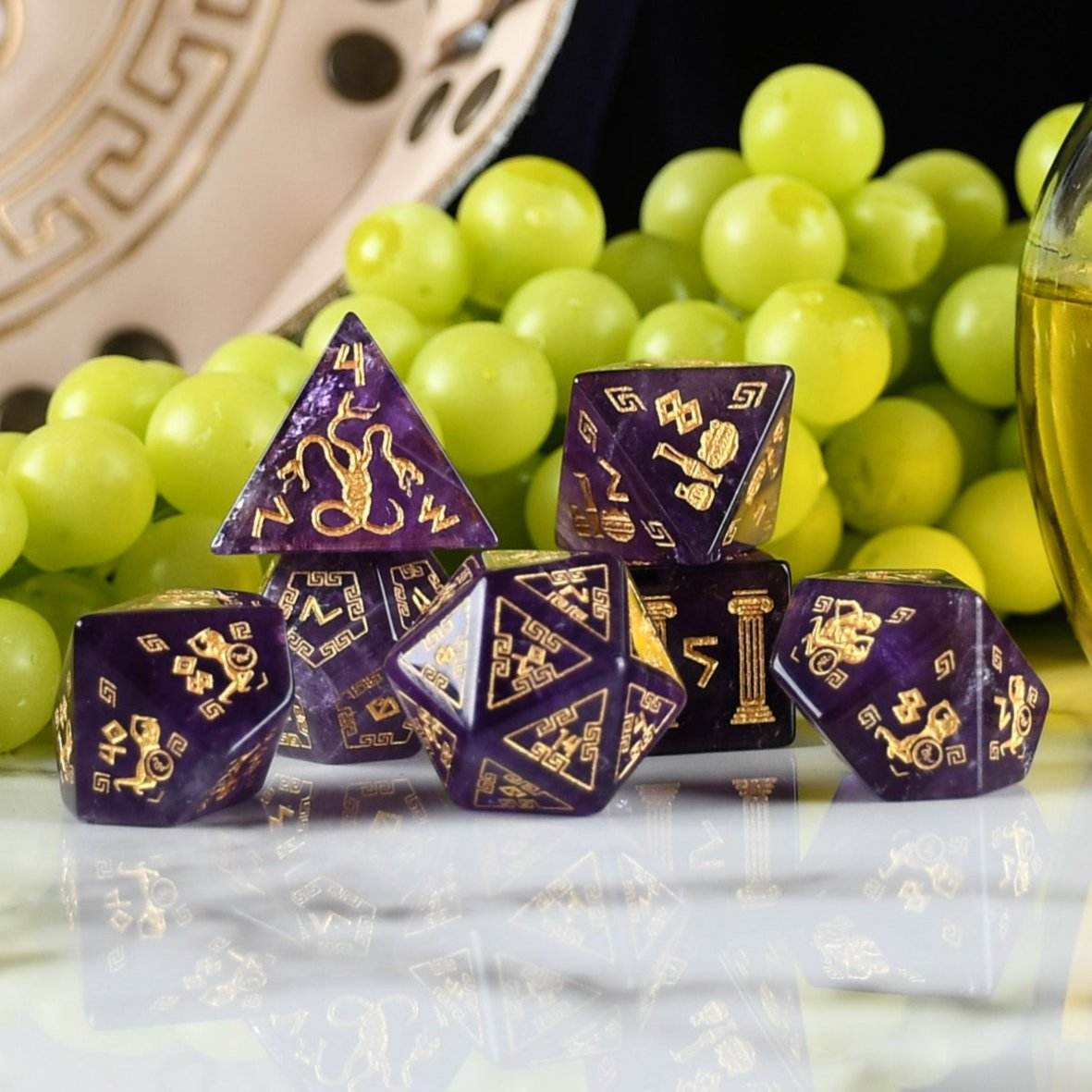 Greek Amethyst Stone Dice Set - Dice Around the World Collection 'PRE-ORDER | SPRING EVENT DEAL' - 