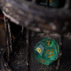 Green Fluorite Gemstone (Chlorophane) Hand Carved DND Dice Set - Full Set And Free Box