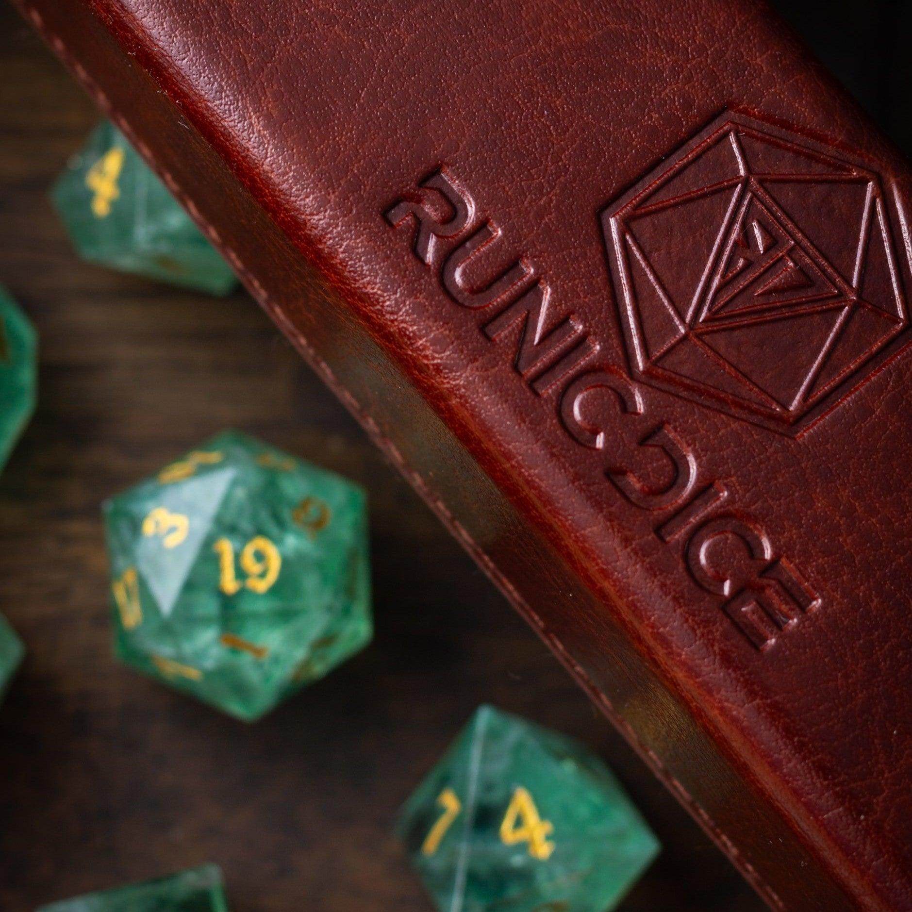Green Fluorite Gemstone (Chlorophane) Hand Carved DND Dice Set - Full Set And Free Box