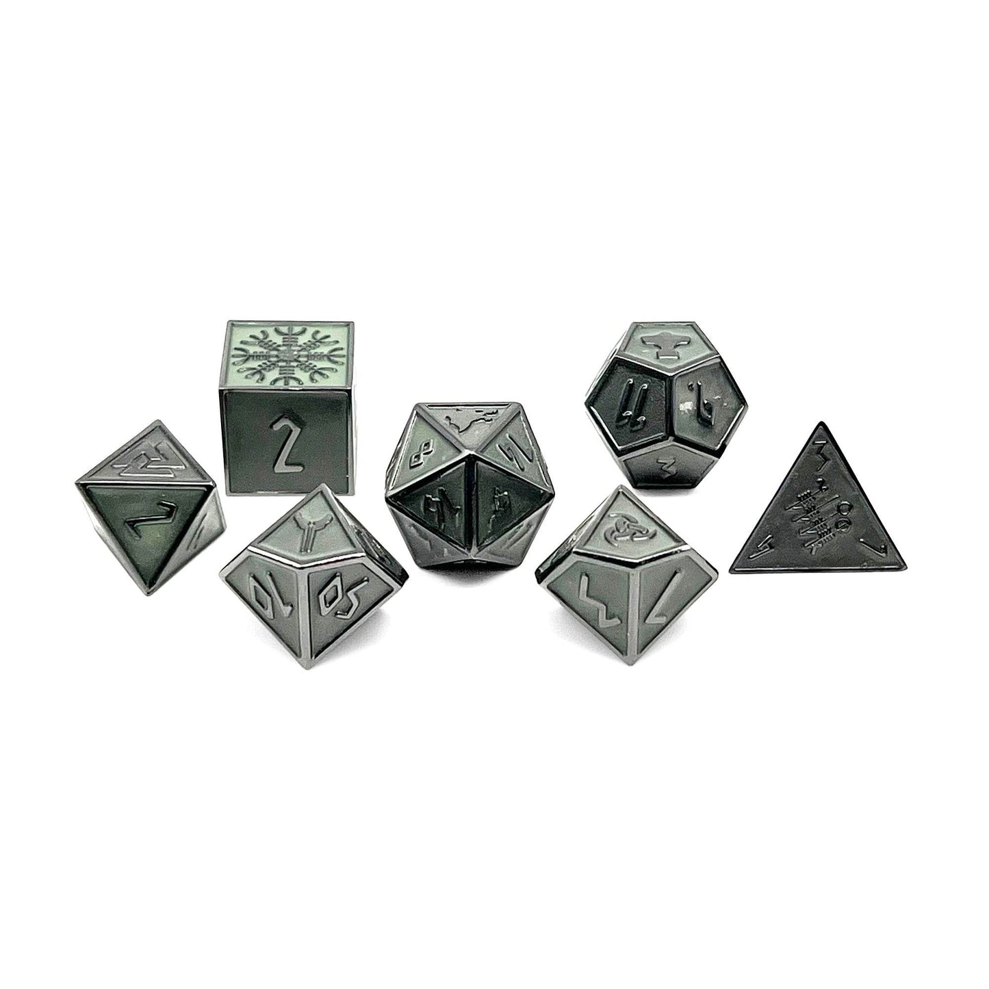 Green Slime Norse Themed Metal Dice Set - 