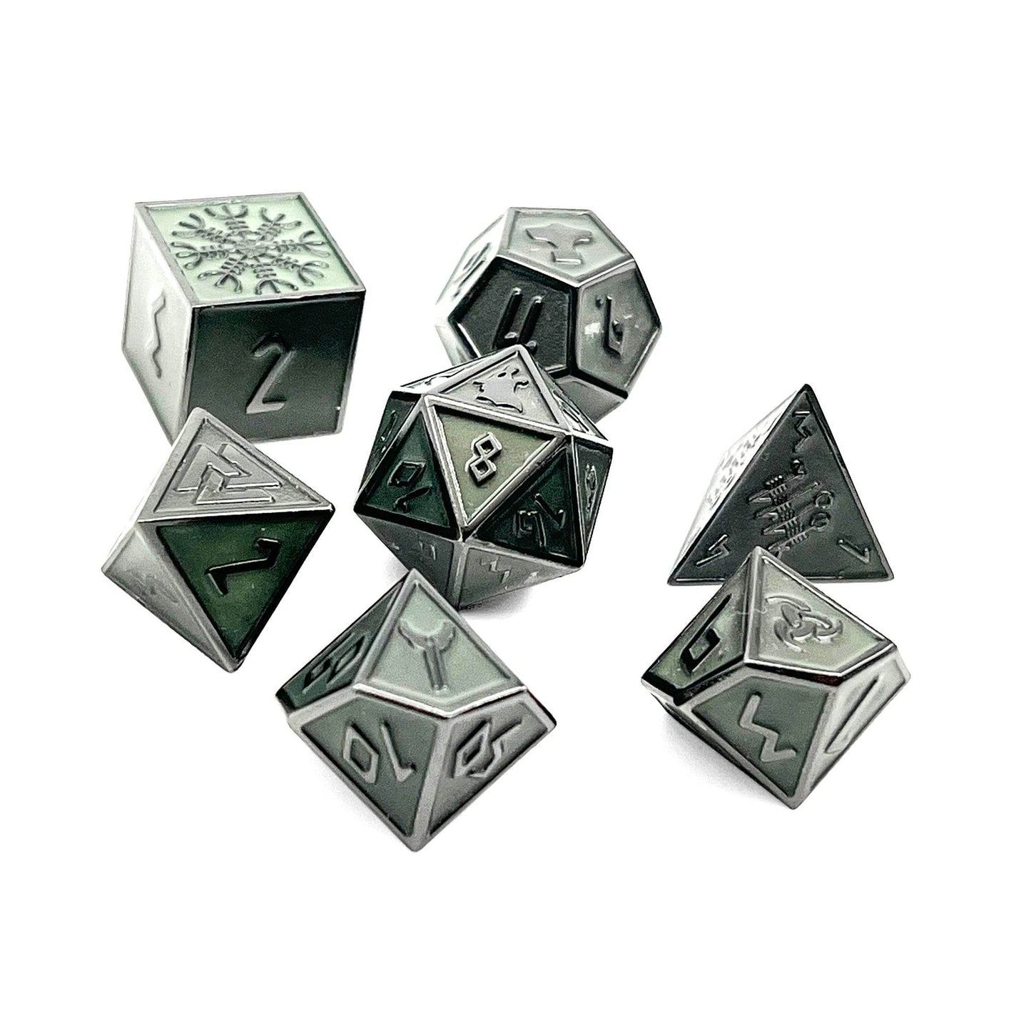 Green Slime Norse Themed Metal Dice Set - 