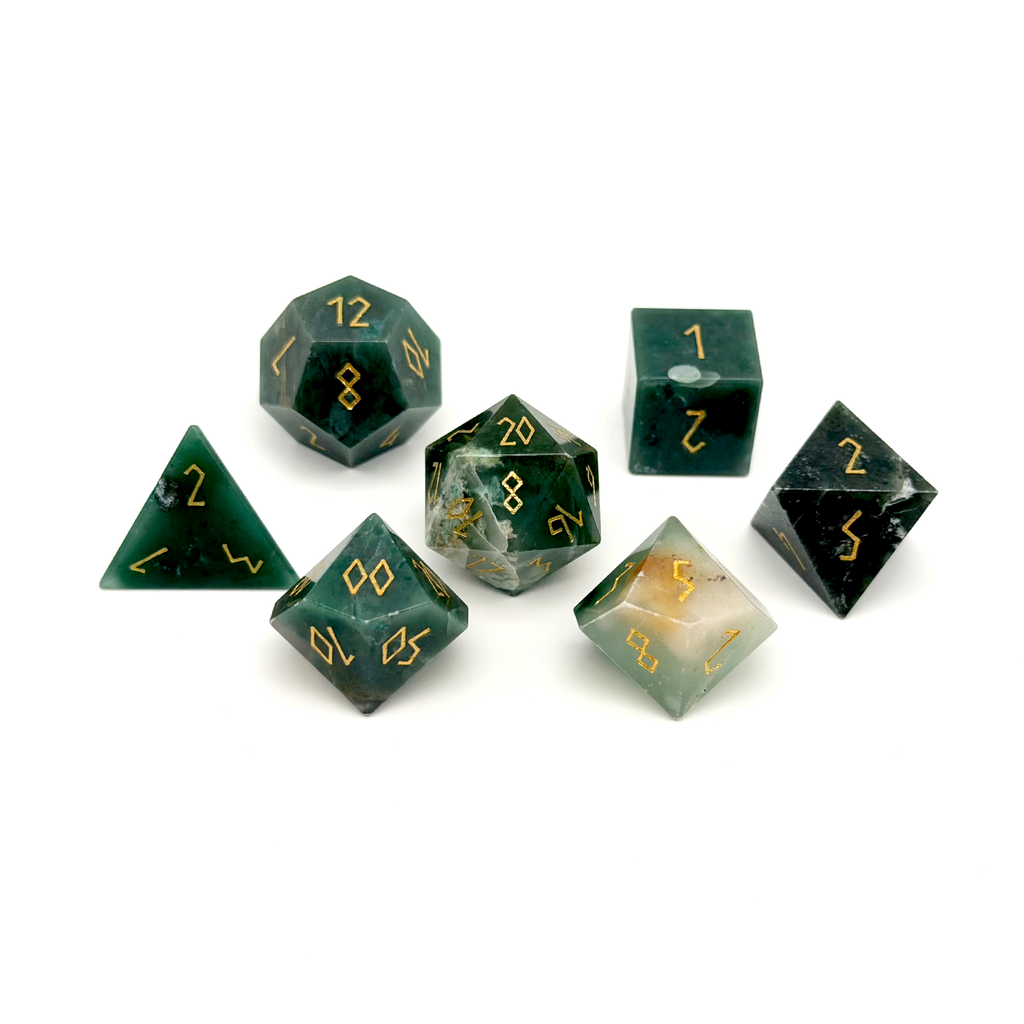 Green African Jade - 7 Piece RPG Set Gemstone Dice