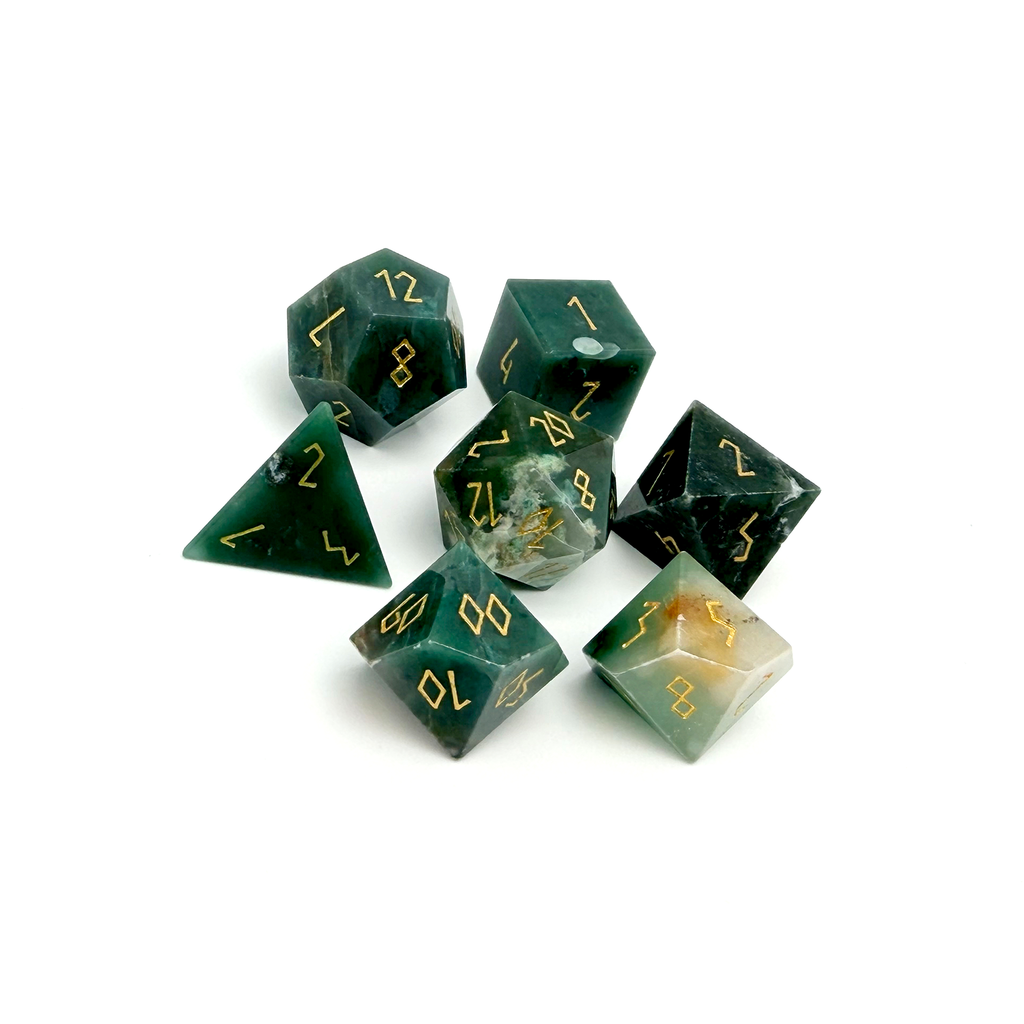 Green African Jade - 7 Piece RPG Set Gemstone Dice