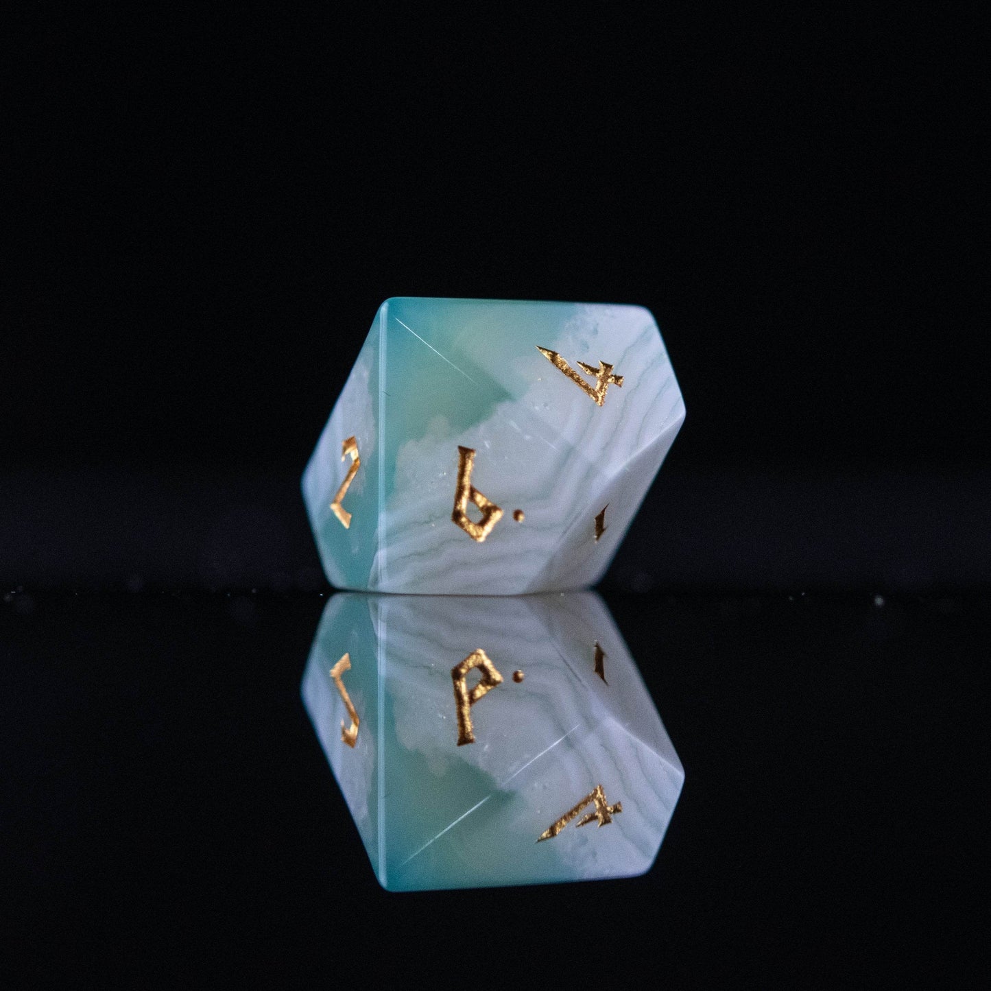 Green Agate Stone Dice Set - 