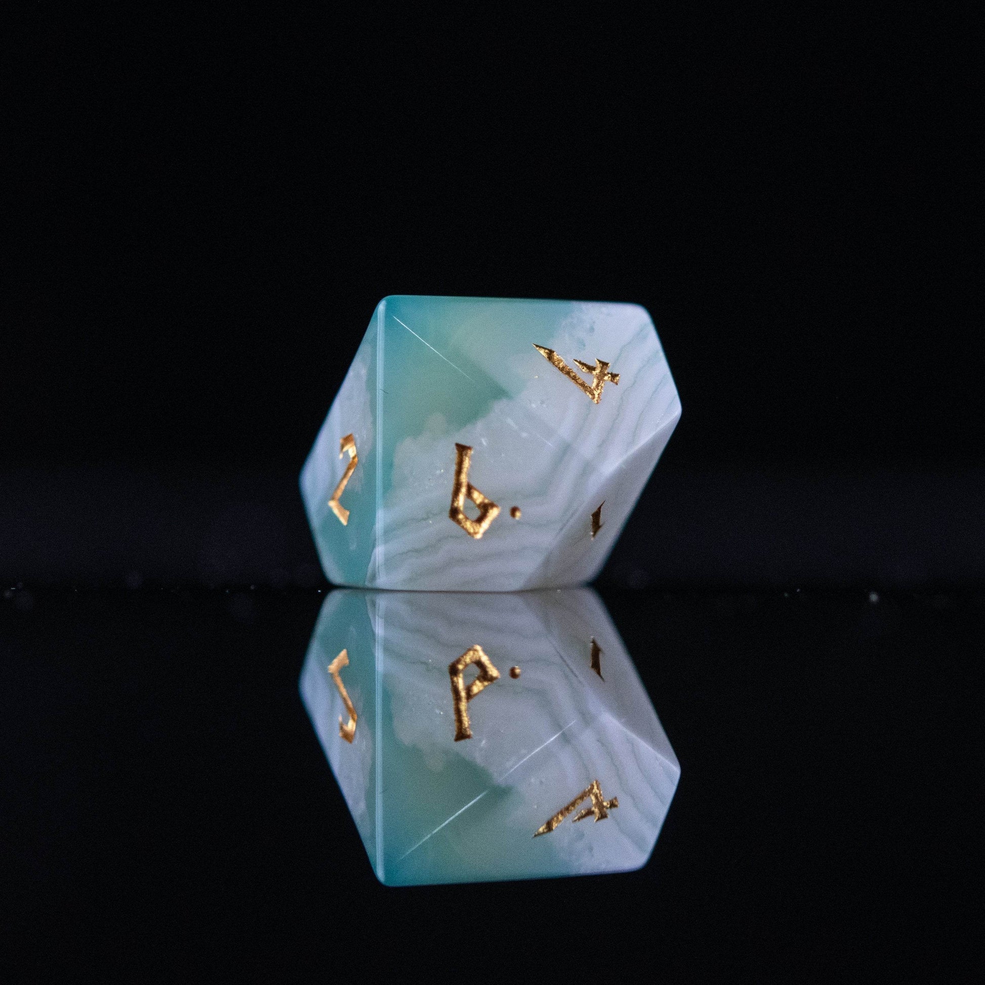Green Agate Stone Dice Set - 
