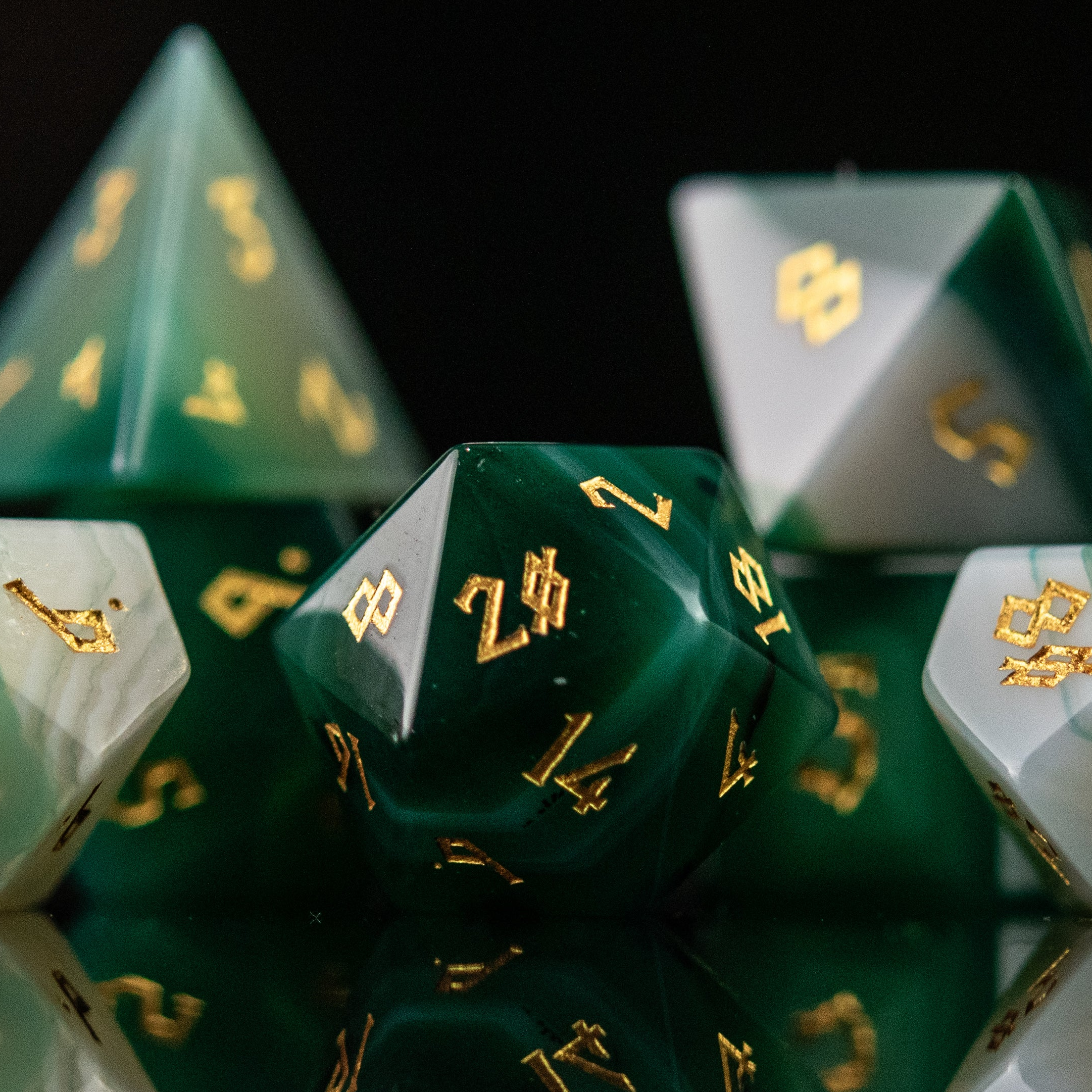 Green Agate Stone Dice Set