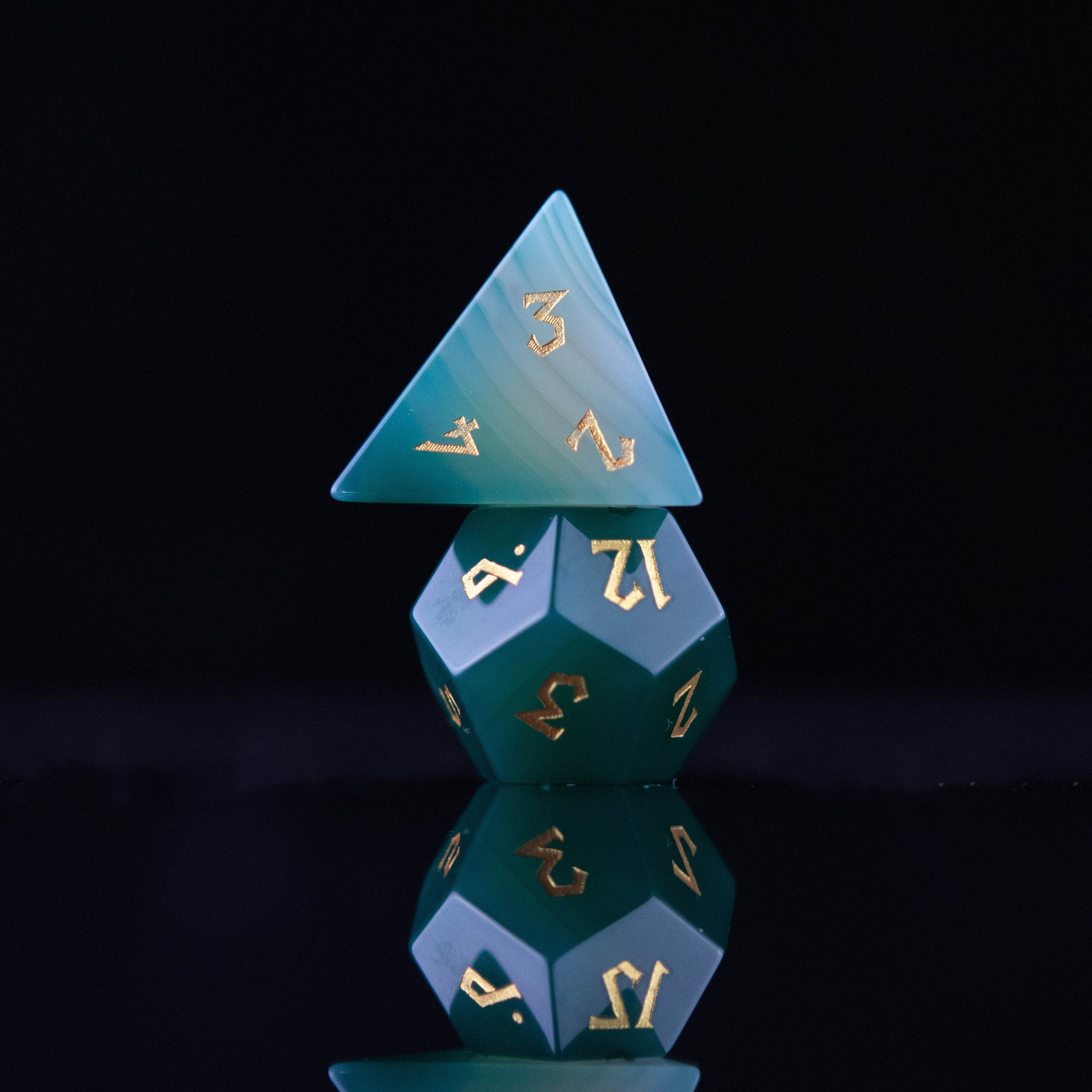 Green Agate Stone Dice Set - 