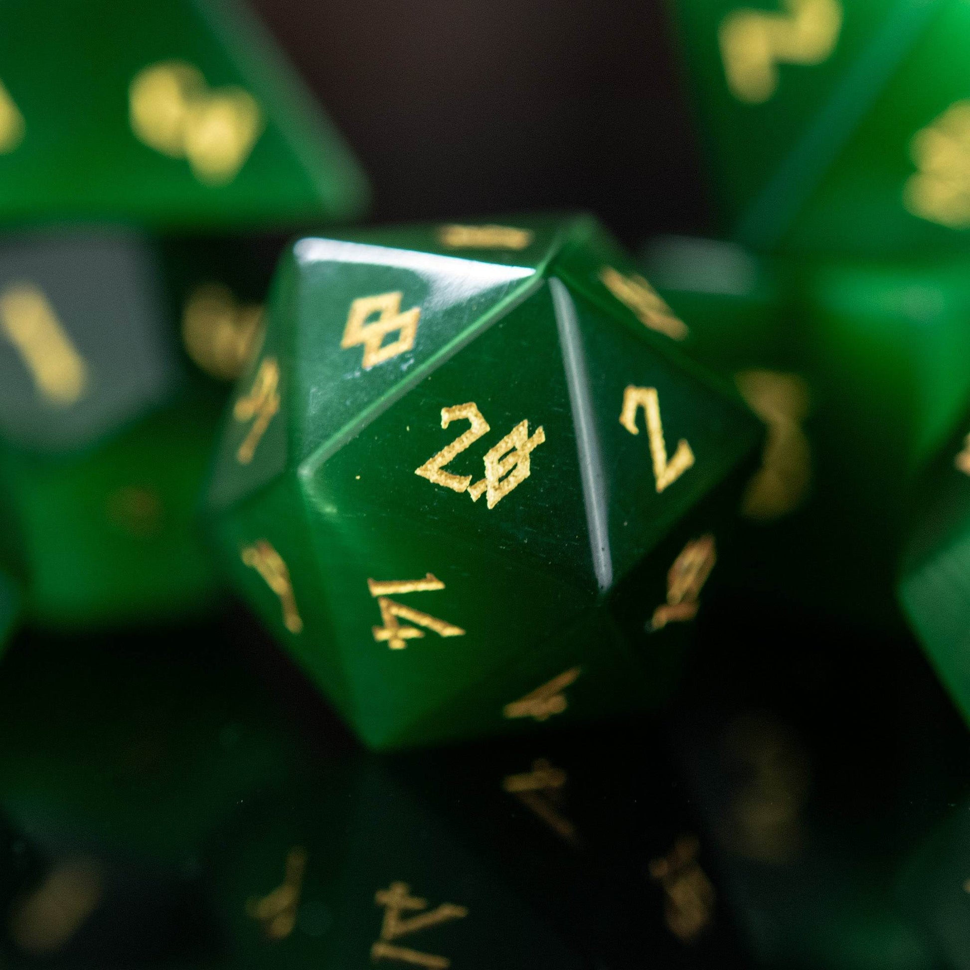Green Cat's Eye Stone Dice Set 'PRE-ORDER | SPRING EVENT DEAL' - 