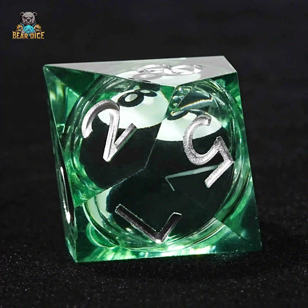 Green Transparent Resin 10-Sided Dice - No. 8 Billiard Liquid Core D10 Dice