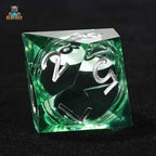 Green Transparent Resin 10-Sided Dice - No. 8 Billiard Liquid Core D10 Dice