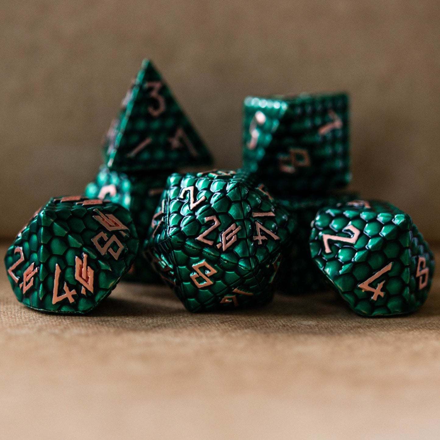 Green Dragon's Egg Metal Dice Set - 