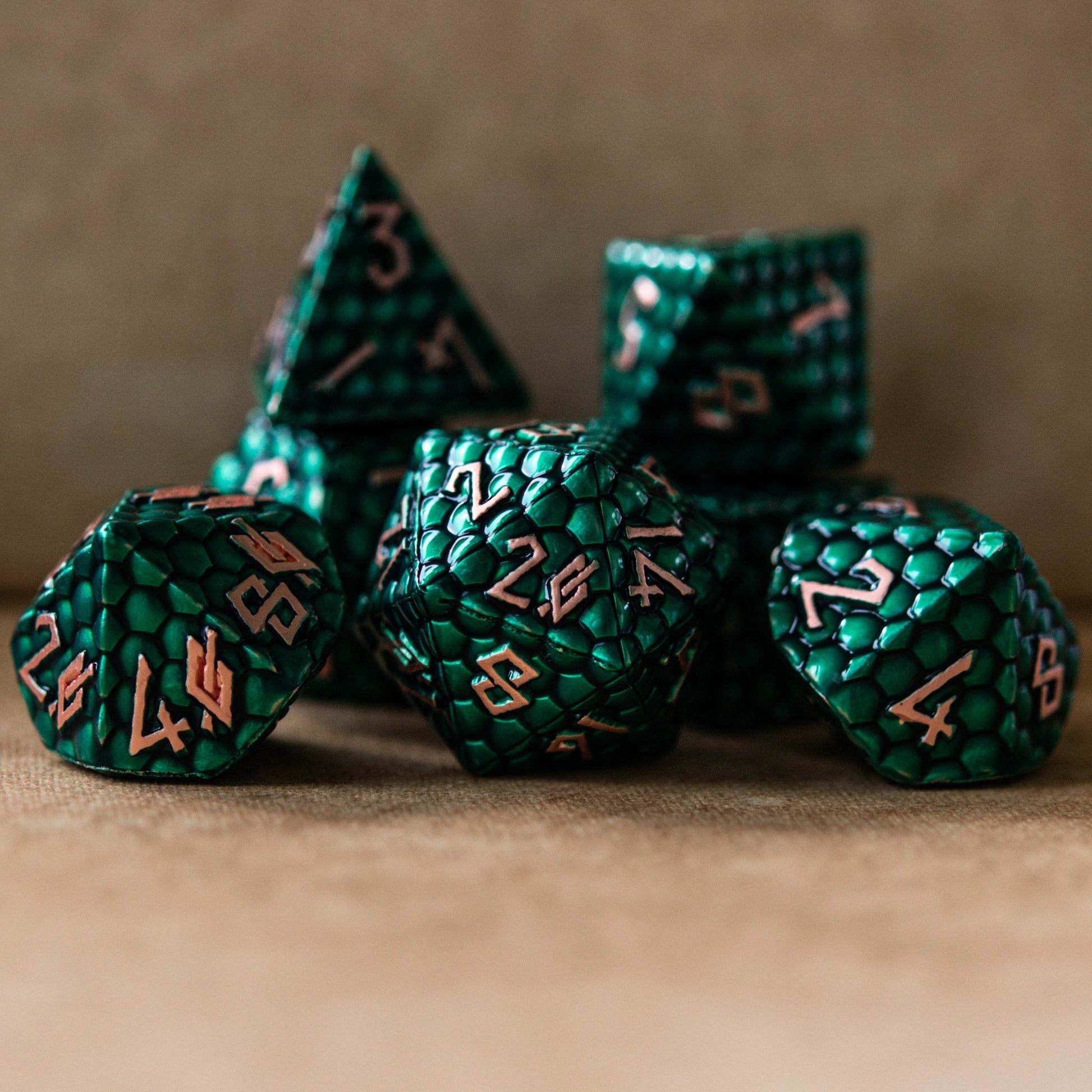 Green Dragon's Egg Metal Dice Set - 