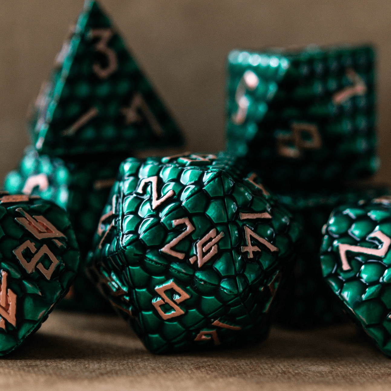 Green Dragon's Egg Metal Dice Set - 