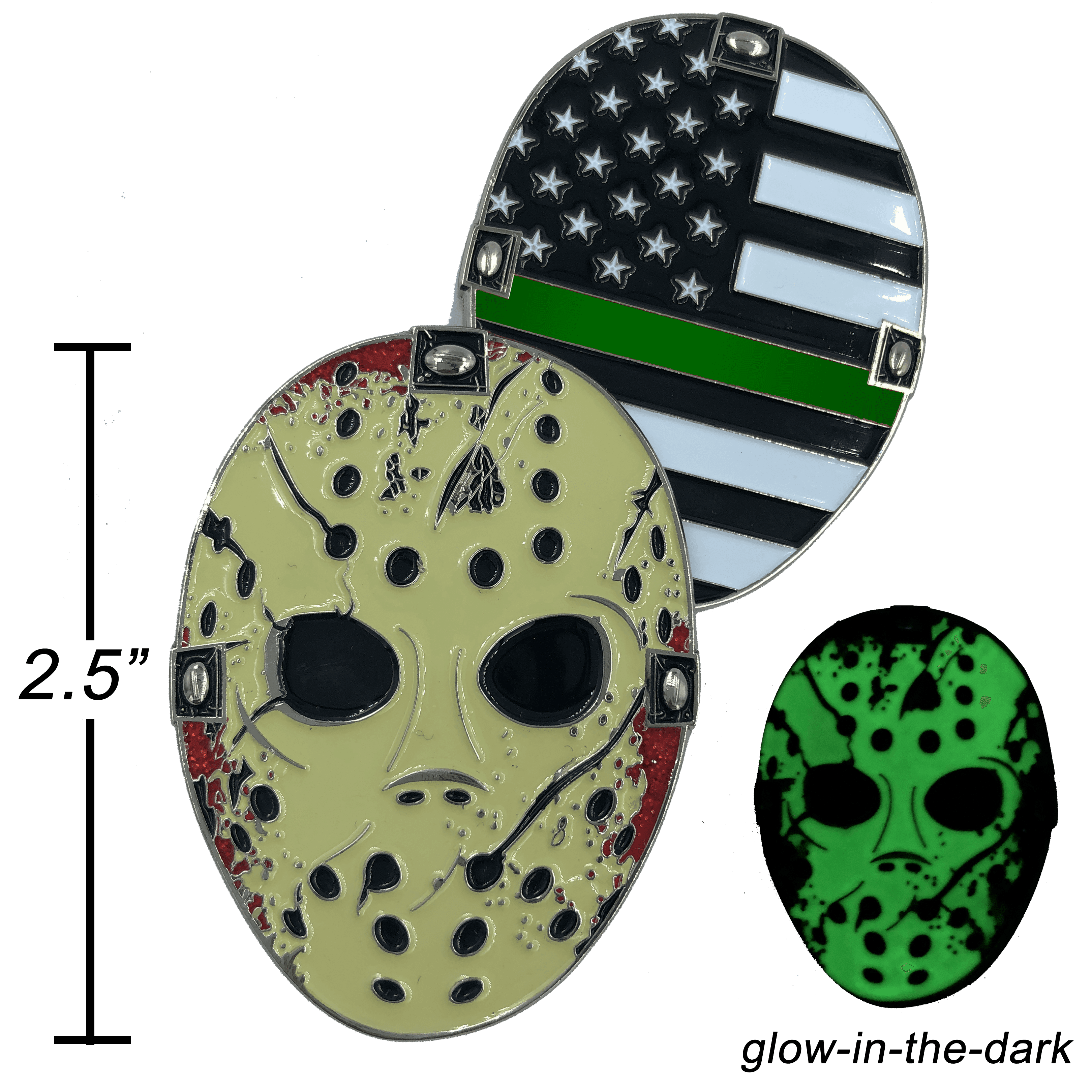 A-009 Thin Green Line Jason Voorhees Goalie Mask Friday the 13th Sheriff Border Patrol CBP - 
