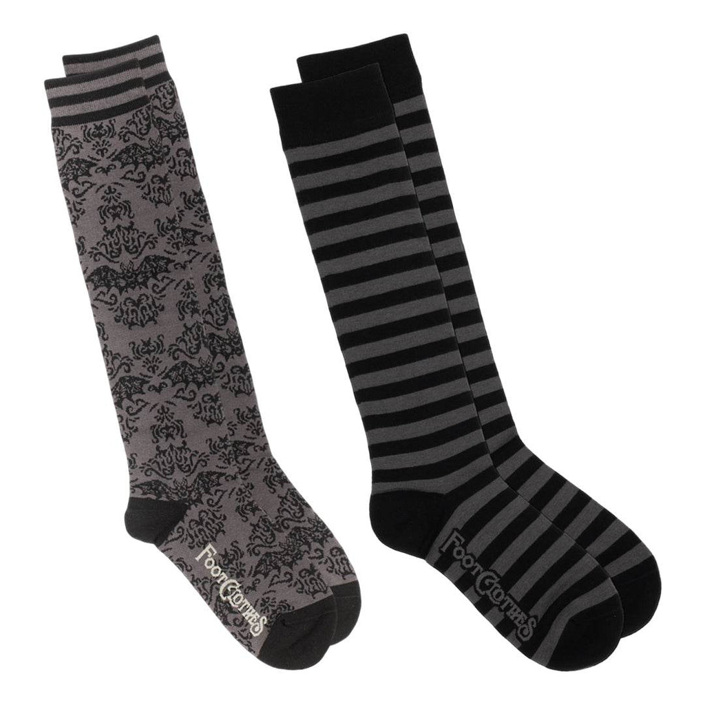 Grey & Black Knee High Sock Pack | 2 Designs - 