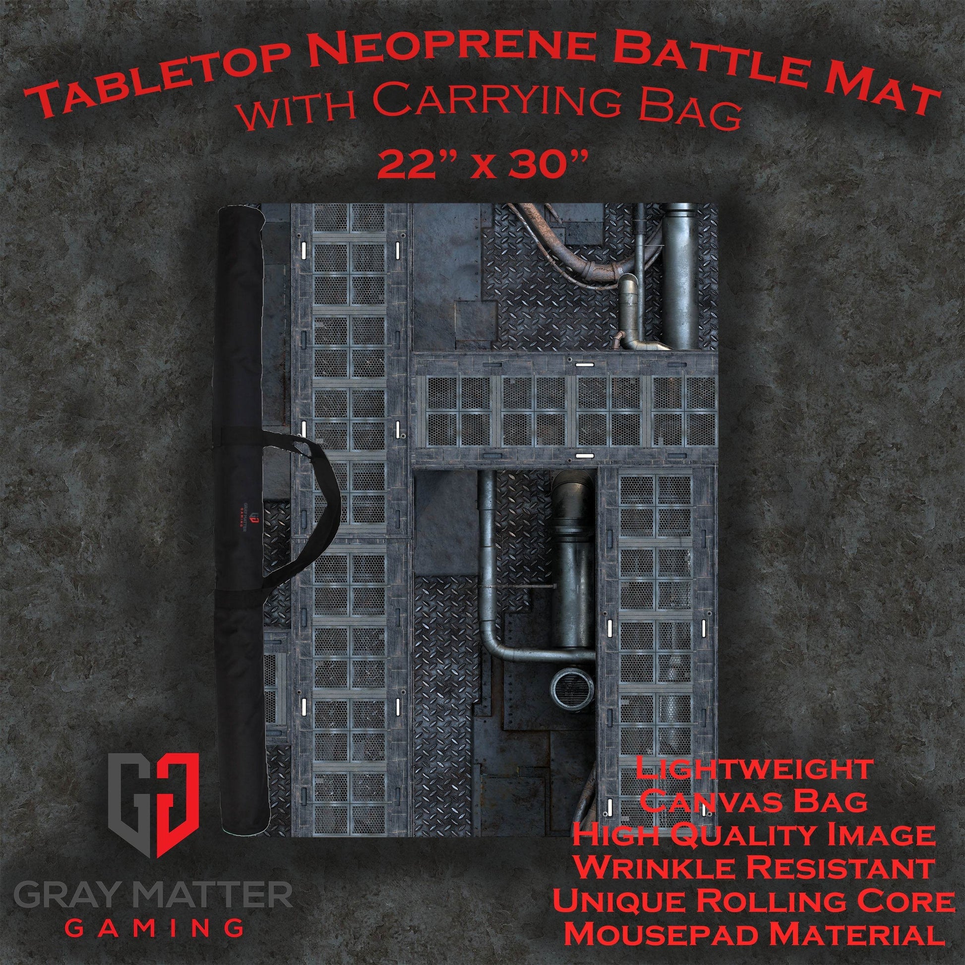 Grimdark Station - Neoprene Battle Mat - Warhammer, AoS, 40K, Kill Team, MCP, Shatterpoint, Legion, More - 22x30