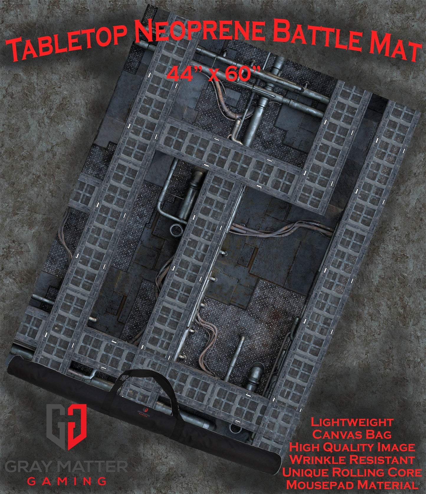 Grimdark Station - Neoprene Battle Mat - Warhammer, AoS, 40K, Kill Team, MCP, Shatterpoint, Legion, More - 44x60
