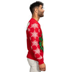 Grinch Head Santa Hat Wreath Sweater - XS