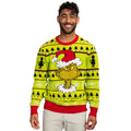 Grinch Head Santa Hat Wreath Sweater - XS