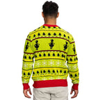 Grinch Head Santa Hat Wreath Sweater - XS